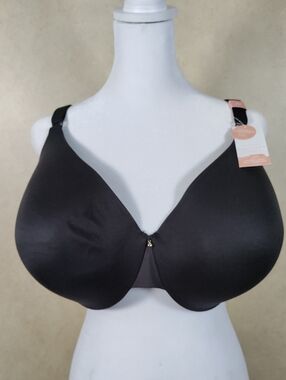 H085 Cacique Black Underwire Invisible Backsmoother Bra 38H NWT